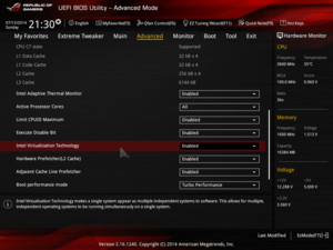 bios intel VT-x